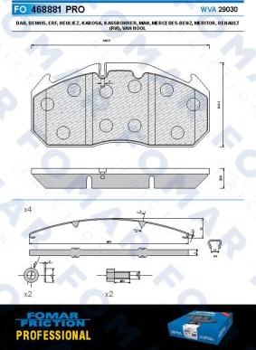 FOMAR Friction FO 468881 - Комплект спирачно феродо, дискови спирачки vvparts.bg