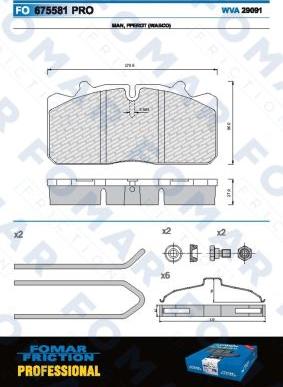 FOMAR Friction FO 675581 - Комплект спирачно феродо, дискови спирачки vvparts.bg