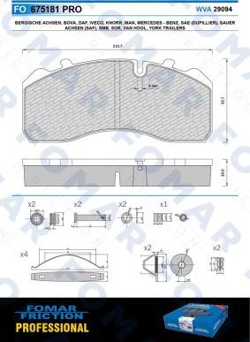 FOMAR Friction FO 675181 - Комплект спирачно феродо, дискови спирачки vvparts.bg