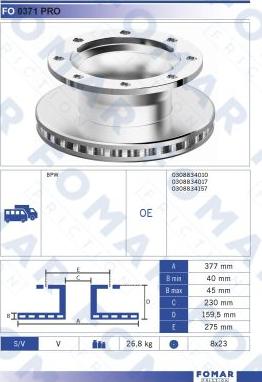 FOMAR Friction FO 0371 PRO - Спирачен диск vvparts.bg