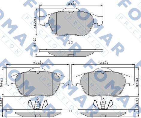 FOMAR Friction FO 897081 - Комплект спирачно феродо, дискови спирачки vvparts.bg