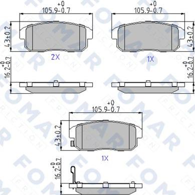FOMAR Friction FO 868981 - Комплект спирачно феродо, дискови спирачки vvparts.bg