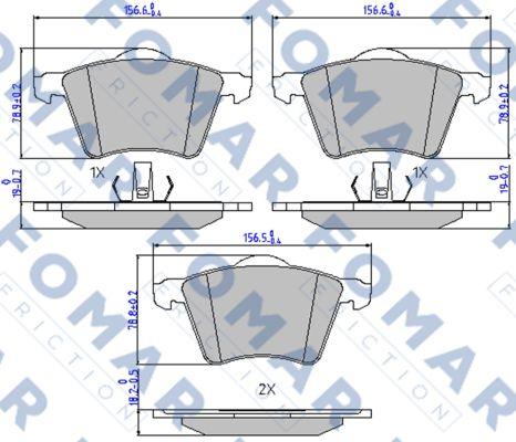 FOMAR Friction FO 867981 - Комплект спирачно феродо, дискови спирачки vvparts.bg