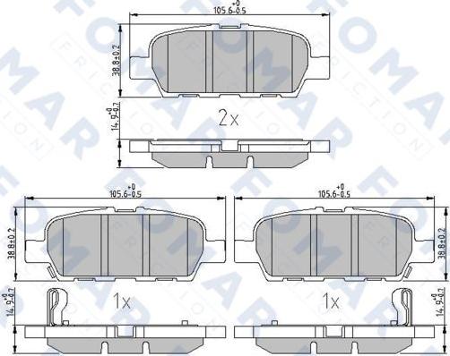 FOMAR Friction FO 809681 - Комплект спирачно феродо, дискови спирачки vvparts.bg