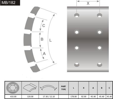 FRAS-LE MB/182 - Спирачно феродо, барабанни спирачки vvparts.bg