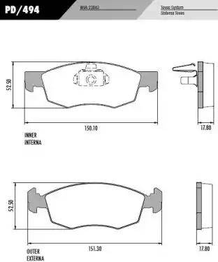 FRAS-LE PD494 - Комплект спирачно феродо, дискови спирачки vvparts.bg