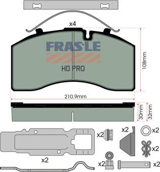 FRAS-LE PD/172-K023-HD - Комплект спирачно феродо, дискови спирачки vvparts.bg