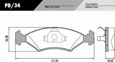 FRAS-LE PD/34 - Комплект спирачно феродо, дискови спирачки vvparts.bg