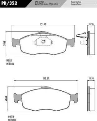 FRAS-LE PD/352 - Комплект спирачно феродо, дискови спирачки vvparts.bg