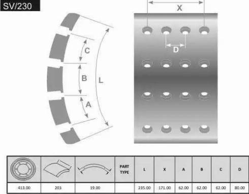 FRAS-LE SV/230-X - Спирачно феродо, барабанни спирачки vvparts.bg