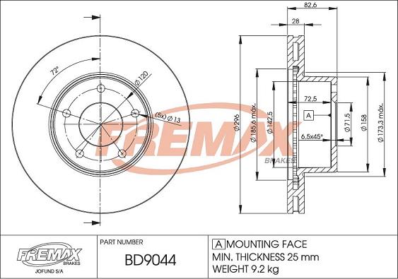 FREMAX BD-9044 - Спирачен диск vvparts.bg