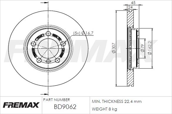 FREMAX BD-9062 - Спирачен диск vvparts.bg