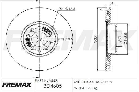 FREMAX BD-4605 - Спирачен диск vvparts.bg