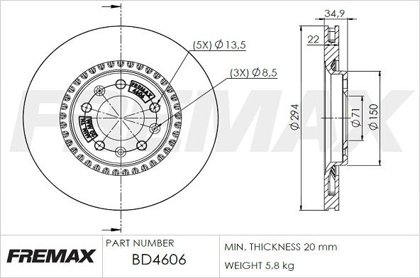 FREMAX BD-4606 - Спирачен диск vvparts.bg