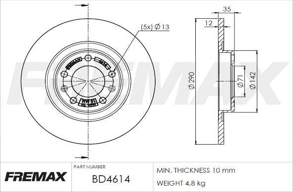 FREMAX BD-4614 - Спирачен диск vvparts.bg