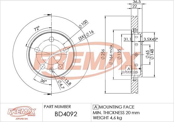 FREMAX BD-4092 - Спирачен диск vvparts.bg