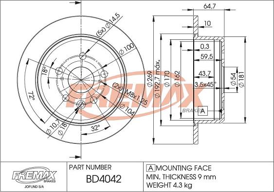 FREMAX BD-4042 - Спирачен диск vvparts.bg