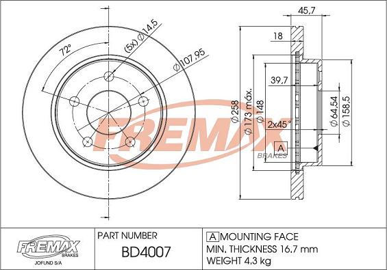 FREMAX BD-4007 - Спирачен диск vvparts.bg