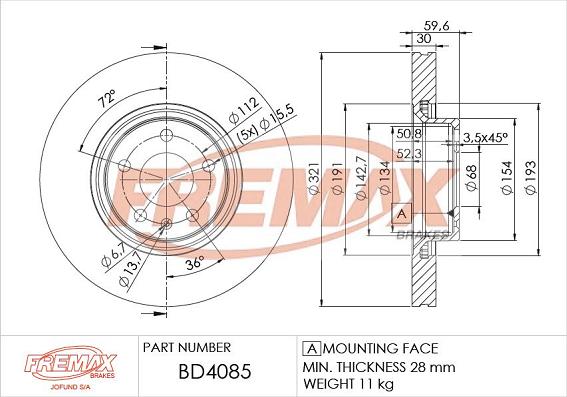 FREMAX BD-4085 - Спирачен диск vvparts.bg