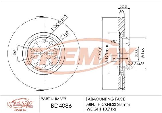 FREMAX BD-4086 - Спирачен диск vvparts.bg