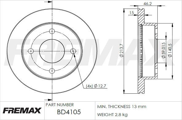 FREMAX BD-4105 - Спирачен диск vvparts.bg