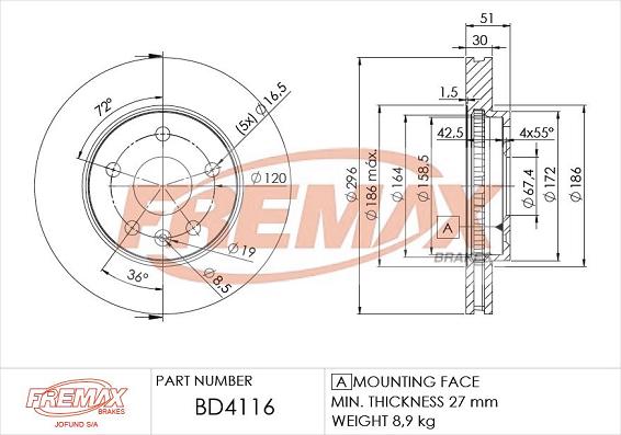 FREMAX BD-4116 - Спирачен диск vvparts.bg