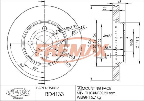 FREMAX BD-4133 - Спирачен диск vvparts.bg