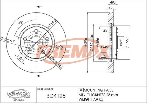 FREMAX BD-4125 - Спирачен диск vvparts.bg