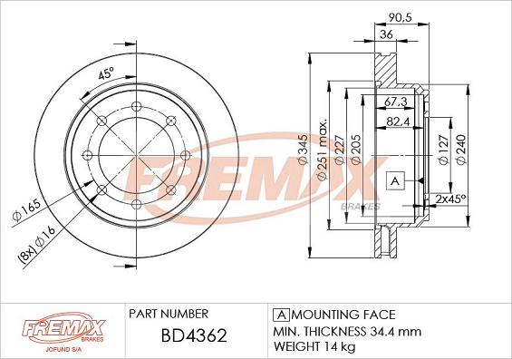 FREMAX BD-4362 - Спирачен диск vvparts.bg