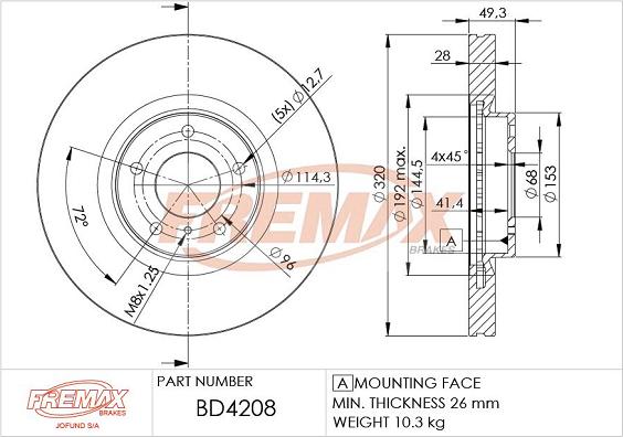 FREMAX BD-4208 - Спирачен диск vvparts.bg