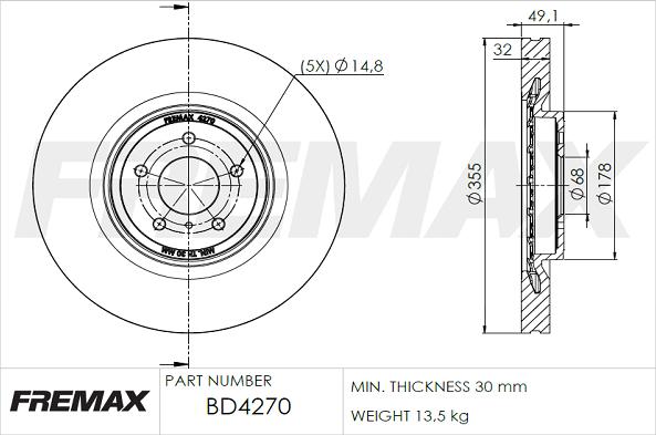 FREMAX BD-4270 - Спирачен диск vvparts.bg