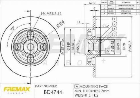 FREMAX BD-4744 - Спирачен диск vvparts.bg