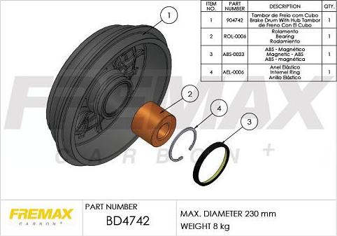 FREMAX BD-4742-KT - Спирачен барабан vvparts.bg