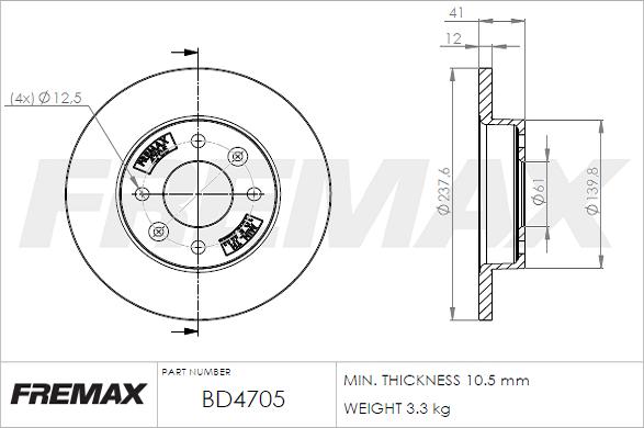 FREMAX BD-4705 - Спирачен диск vvparts.bg