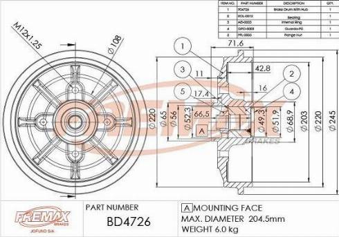 FREMAX BD-4726-KT - Спирачен барабан vvparts.bg