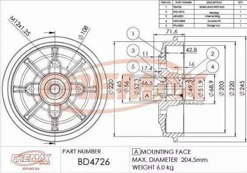 FREMAX BD-4726 - Спирачен барабан vvparts.bg