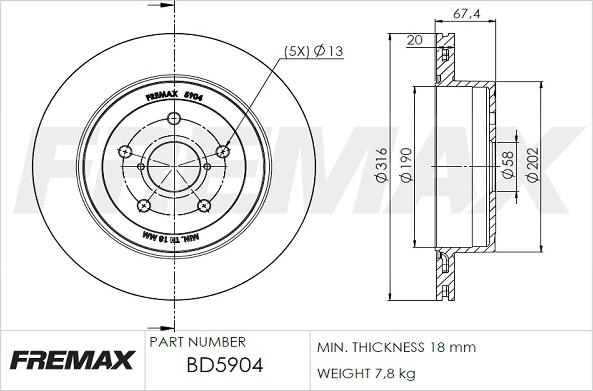 FREMAX BD-5904 - Спирачен диск vvparts.bg