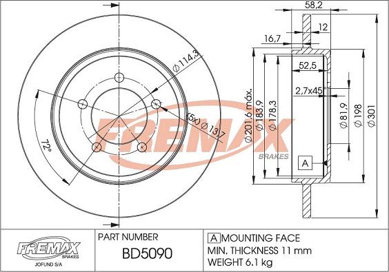 FREMAX BD-5090 - Спирачен диск vvparts.bg