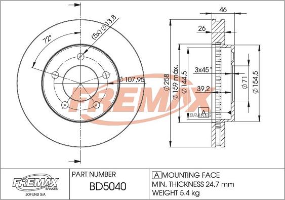 FREMAX BD-5040 - Спирачен диск vvparts.bg