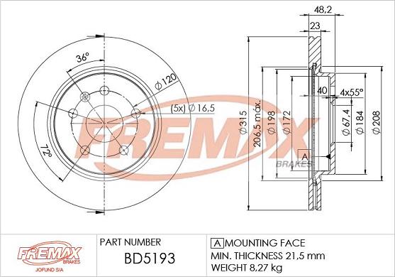 FREMAX BD-5193 - Спирачен диск vvparts.bg