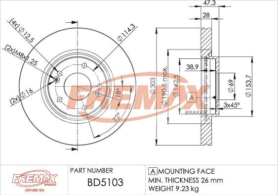 FREMAX BD-5103 - Спирачен диск vvparts.bg