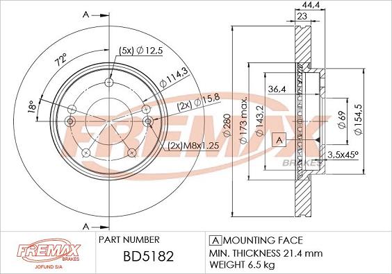 FREMAX BD-5182 - Спирачен диск vvparts.bg