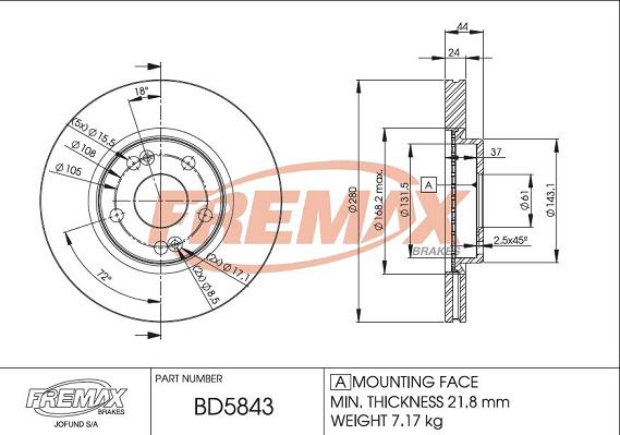 FREMAX BD-5843 - Спирачен диск vvparts.bg