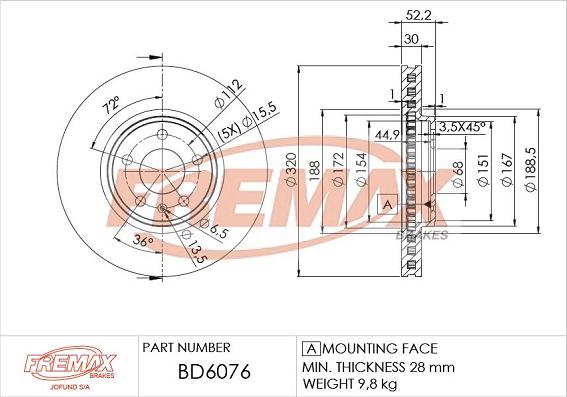 FREMAX BD-6076 - Спирачен диск vvparts.bg