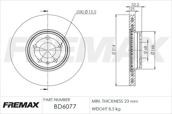 FREMAX BD-6077 - Спирачен диск vvparts.bg