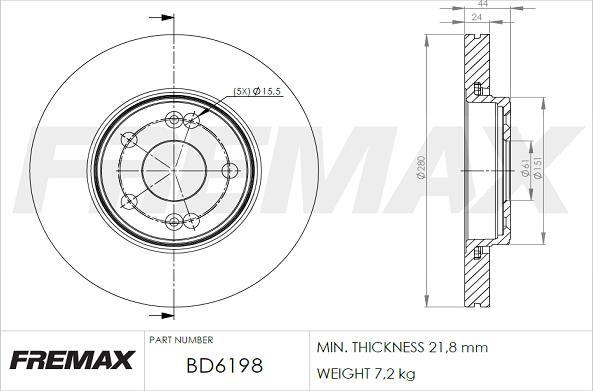 FREMAX BD-6198 - Спирачен диск vvparts.bg