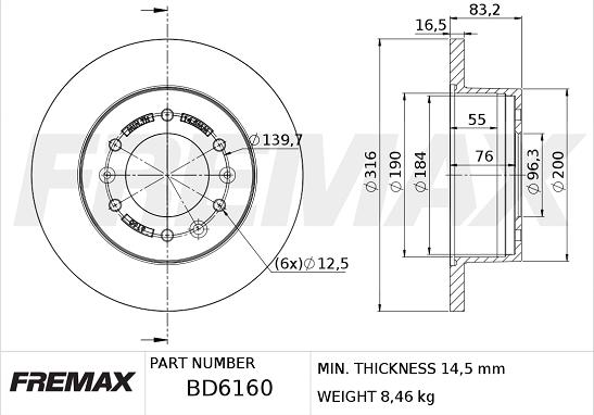 FREMAX BD-6160 - Спирачен диск vvparts.bg