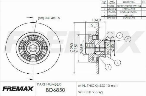 FREMAX BD-6850-KT - Спирачен диск vvparts.bg