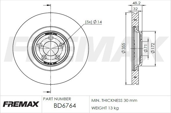 FREMAX BD-6764 - Спирачен диск vvparts.bg