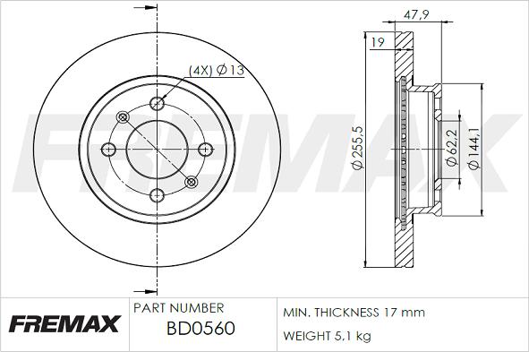 FREMAX BD-0560 - Спирачен диск vvparts.bg